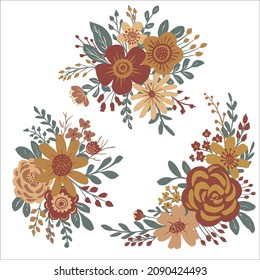 hand drawn flat design flower arrangement collection 