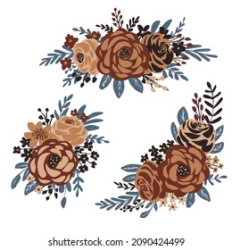 hand drawn flat design flower arrangement collection