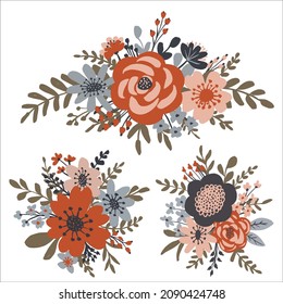 hand drawn flat design flower arrangement collection 