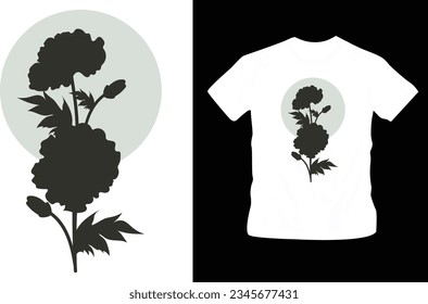 hand drawn flat design flower silhouettes t-shirt design editable template