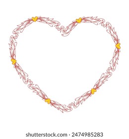 Diseño plano dibujado a mano corazones borde y marco.