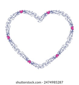 Hand drawn flat design hearts border and frame.