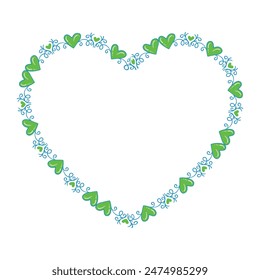 Diseño plano dibujado a mano corazones borde y marco.