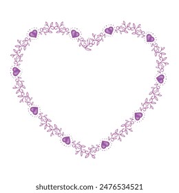 Hand drawn flat design hearts border and frame.