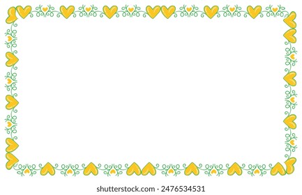 Hand drawn flat design hearts border and frame.