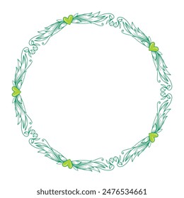 Hand drawn flat design hearts border and frame.