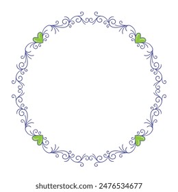 Hand drawn flat design hearts border and frame.