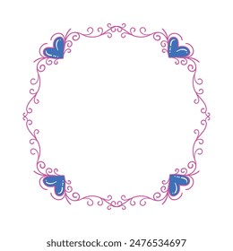 Diseño plano dibujado a mano corazones borde y marco.