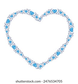 Hand drawn flat design hearts border and frame.