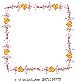 Hand drawn flat design hearts border and frame