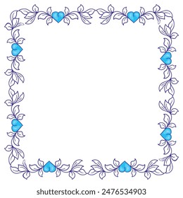 Hand drawn flat design hearts border and frame