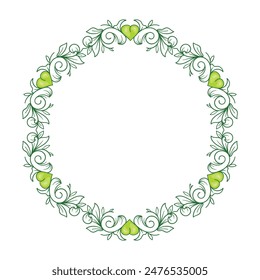 Hand drawn flat design hearts border and frame