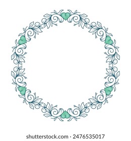 Hand drawn flat design hearts border and frame