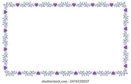 Diseño plano dibujado a mano corazones borde y marco.