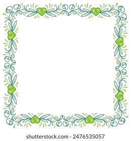 Hand drawn flat design hearts border and frame