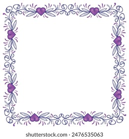 Hand drawn flat design hearts border and frame