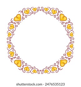 Hand drawn flat design hearts border and frame