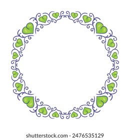 Hand drawn flat design hearts border and frame