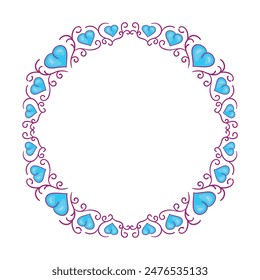 Hand drawn flat design hearts border and frame