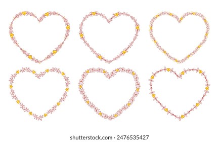 Hand drawn flat design hearts border and frame collection.