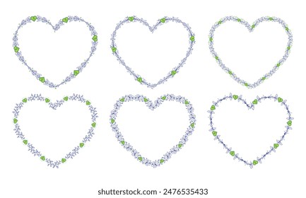 Diseño plano dibujado a mano corazones borde y marco colección.