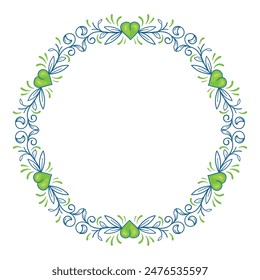 Hand drawn flat design hearts border and frame