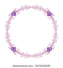 Hand drawn flat design hearts border and frame