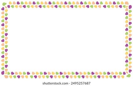 Hand drawn flat design hearts border and frame.