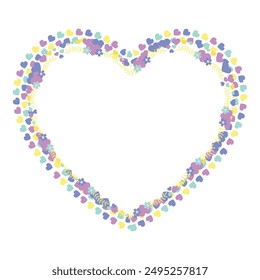 Hand drawn flat design hearts border and frame.