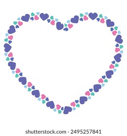 Hand drawn flat design hearts border and frame.