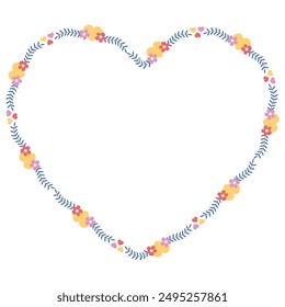 Hand drawn flat design hearts border and frame.