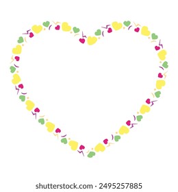 Hand drawn flat design hearts border and frame.