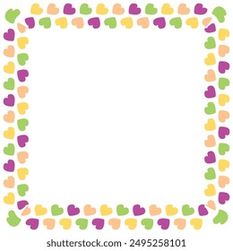 Hand drawn flat design hearts border and frame.