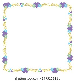 Hand drawn flat design hearts border and frame.