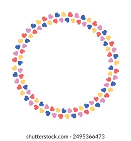 Hand drawn flat design hearts border and frame.