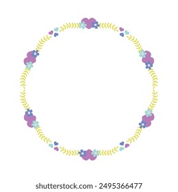 Hand drawn flat design hearts border and frame.