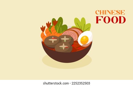 Diseño plano a mano Ilustración de comida china