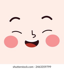 Cara kawaii de diseño plano dibujado a mano.