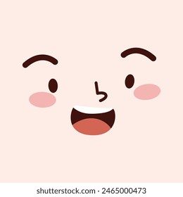 Cara kawaii de diseño plano dibujado a mano.