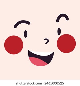 Hand drawn flat design kawaii face.
