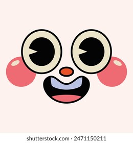 Hand drawn flat design kawaii face on white