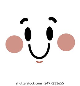 Handgezeichnete flache Design Kawaii Gesicht auf weiß.