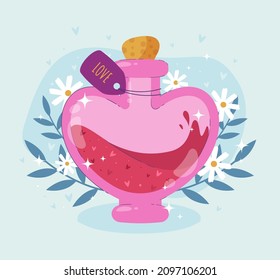 Hand drawn flat design love potion illustration