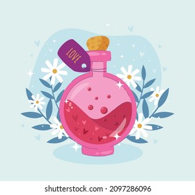 Hand drawn flat design love potion illustration