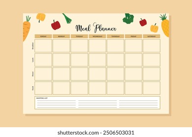 Hand Drawn flat design meal planner