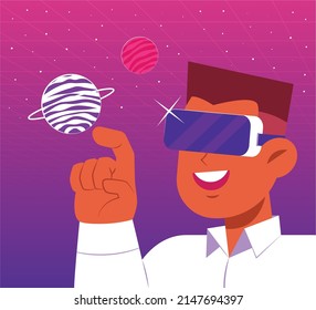 Hand drawn flat design metaverse background