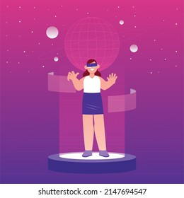 Hand drawn flat design metaverse background