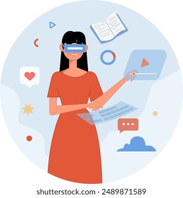 hand drawn flat design metaverse illustration VR KnowledgeForAll