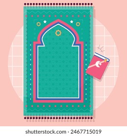 Hand drawn flat design prayer mat illustration