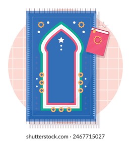 Hand drawn flat design prayer mat illustration